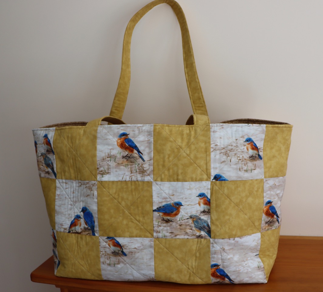 Bluebird-themed Quilted Bag by Julie Wexler