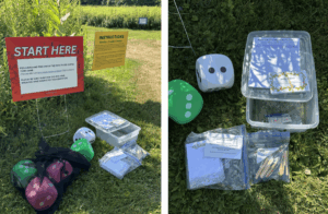 Images of the game pieces set up and the DOAS sanctuary